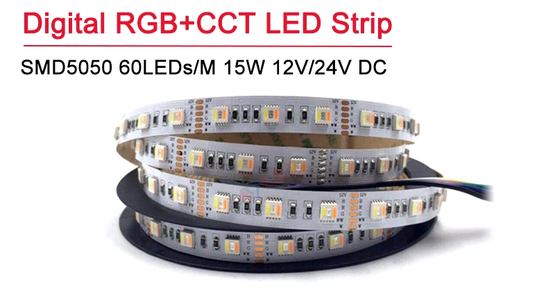 UL Approved Best Quality Non-Waterproof 60LEDs Per Meter RGB+CCT Smart Strip Lighting